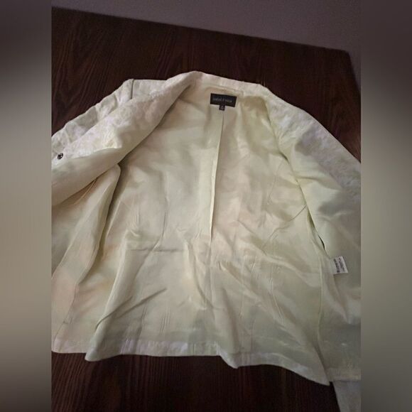 Isabel & Nina lime Green & Ivory Brocade Jacket floral blazer Womens 14 preppy - Picture 8 of 16